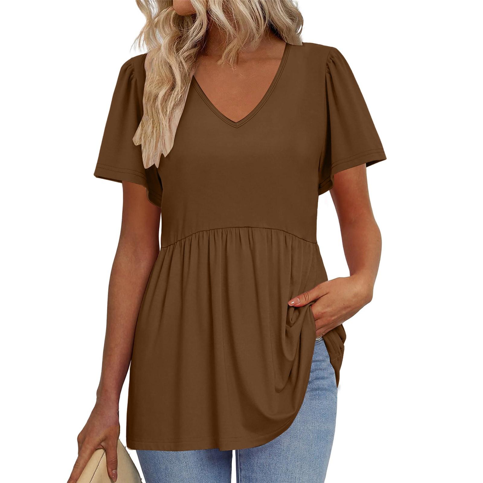 Women s Loose Casual Color V-Neck Short Sleeved T-Shirt Top XXL кавовий
Women s Loose Casual Color V-Neck Short Sleeved T-Shirt Top XXL кавовий