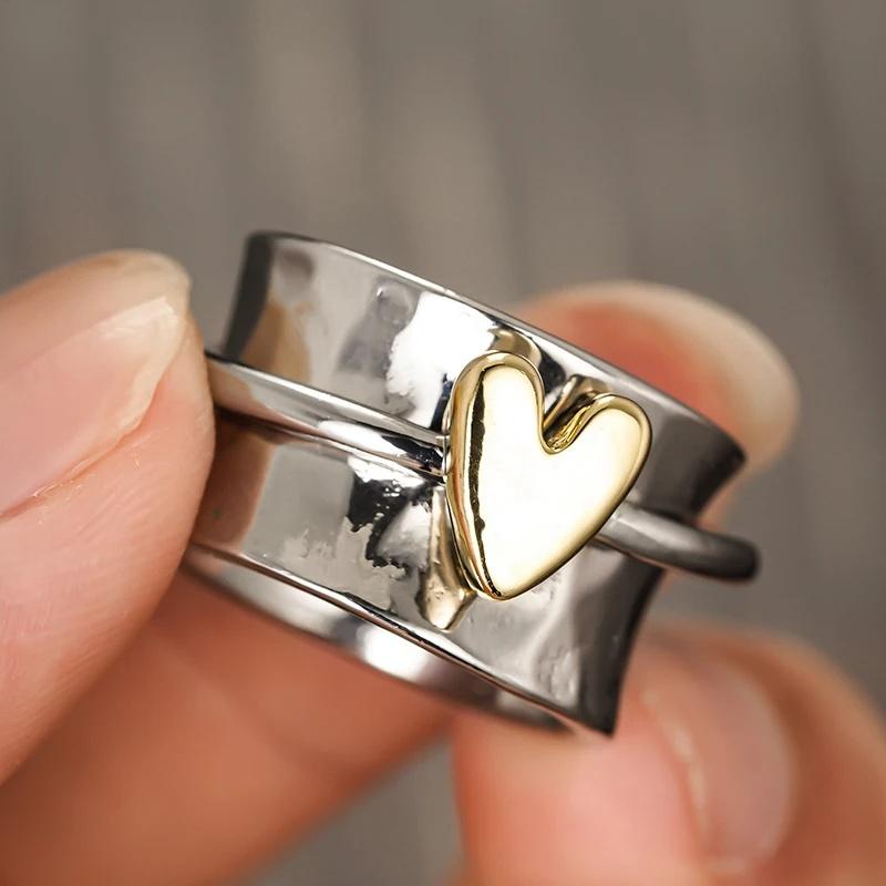 Huitan Aesthetic Heart Rings for Women Fashion Glossy Romantic Two Tone Accessories Delicate Temperament Gorgeous Party Zircon 10
Huitan Aesthetic Heart Rings for Women Fashion Glossy Romantic Two Tone Accessories Delicate Temperament Gorgeous Party Zircon 10
