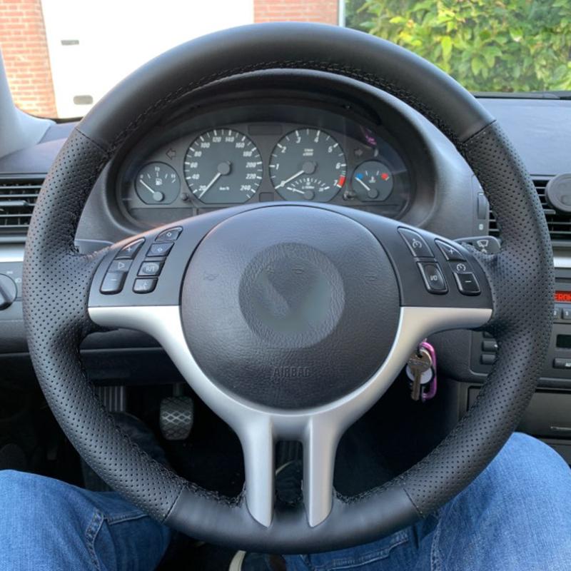 Оригинальный чехол на руль автомобиля «сделай сам», для BMW E39 E46 325i E53 X5, черная кожаная оплетка для рулевого колеса
Оригинальный чехол на руль автомобиля «сделай сам», для BMW E39 E46 325i E53 X5, черная кожаная оплетка для рулевого колеса
