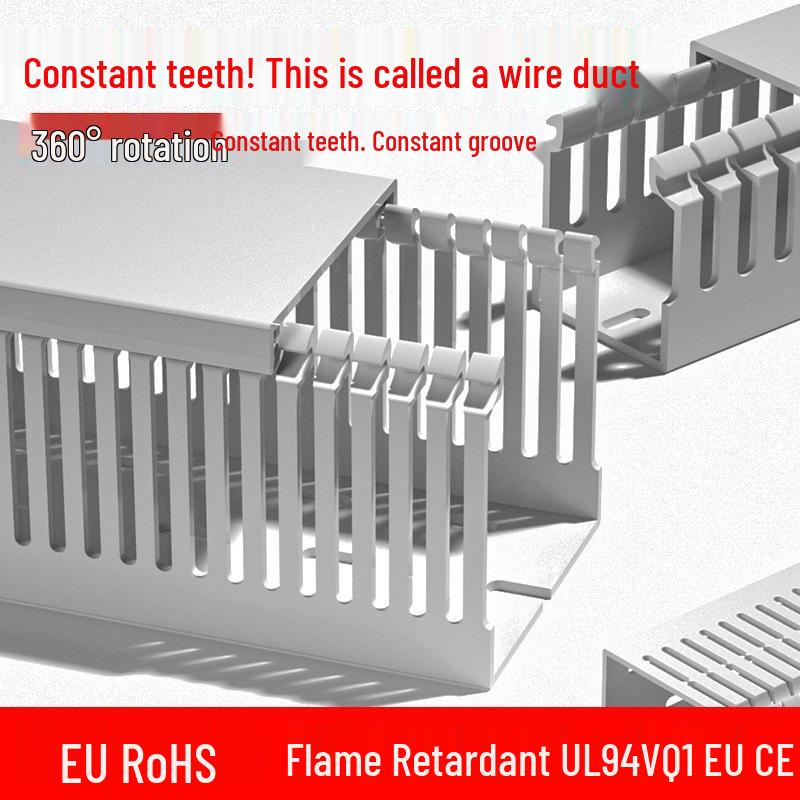 PVC Flame-Retardant Close-Tooth Surface-Mounted Wiring Duct, Grey U-Shaped Opening for Low-Voltage Cabinets. 16*16 fine teeth 1 meter unit price
PVC Flame-Retardant Close-Tooth Surface-Mounted Wiring Duct, Grey U-Shaped Opening for Low-Voltage Cabinets. 16*16 fine teeth 1 meter unit price