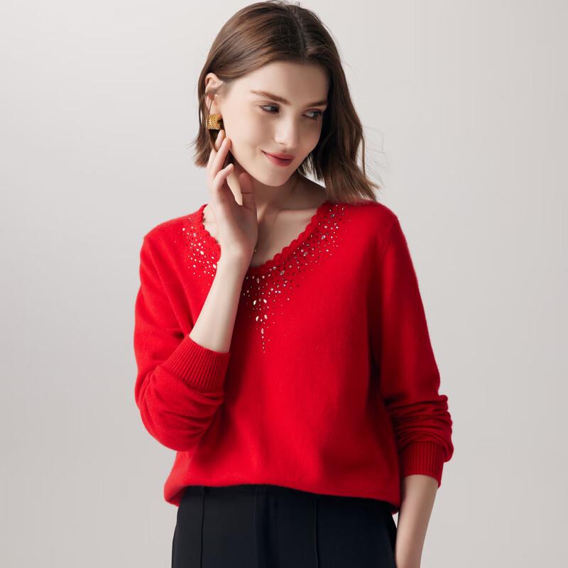 Women s 100% Cashmere V-Neck Long Sleeve T-Shirt with Rhinestone Detail 2XL
Women s 100% Cashmere V-Neck Long Sleeve T-Shirt with Rhinestone Detail 2XL