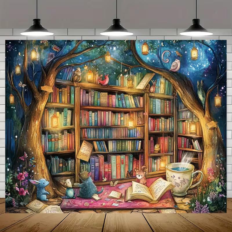 2D Fantasy Night Sky Tree Library Tapestry, Whimsical Reading Nook with Open Books Background 47.2x31.5inch/120*80cm
2D Fantasy Night Sky Tree Library Tapestry, Whimsical Reading Nook with Open Books Background 47.2x31.5inch/120*80cm