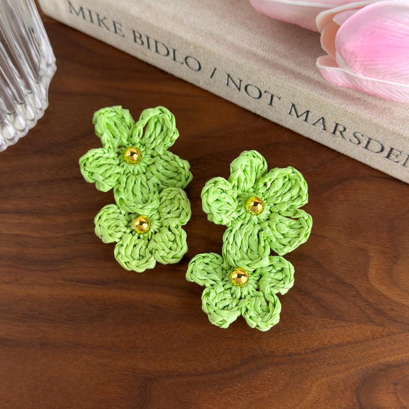 INS Fashion Colorful Rattan Knit Raffia Grass Double Flower Long Dangle Earrings for Women Femme Handmade Holiday Jewelry зелений
INS Fashion Colorful Rattan Knit Raffia Grass Double Flower Long Dangle Earrings for Women Femme Handmade Holiday Jewelry зелений