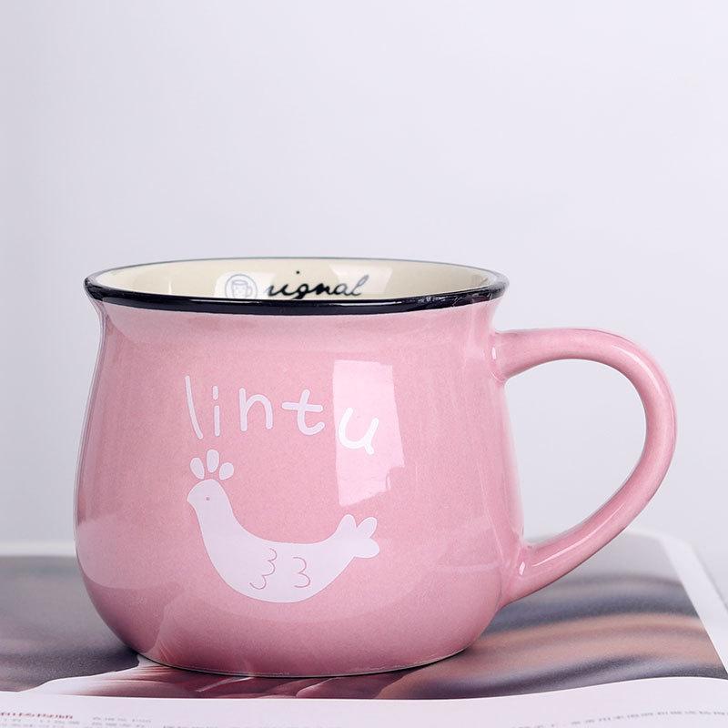 Творческие японские керамические чашки, подарки, большая чашка для завтрака, чашка для молока и кофе, цветная глазурь Medium розовый