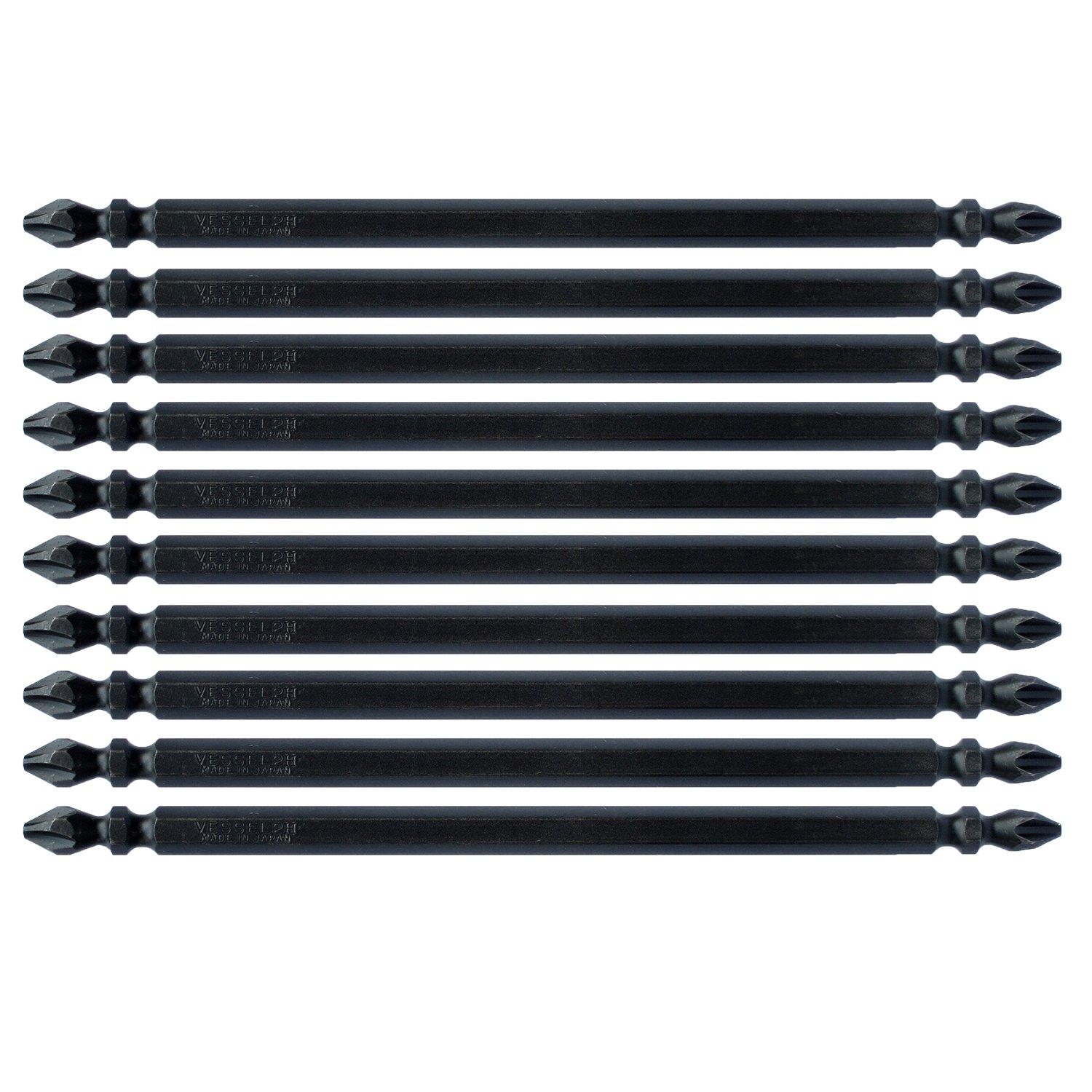 VESSEL Sakisbo Bit with Magnet for Tapping Drill Screws x 150mm Set of 10 H ZP Double-Head +2 Hardness (High Hardness) M-S14H
VESSEL Sakisbo Bit with Magnet for Tapping Drill Screws x 150mm Set of 10 H ZP Double-Head +2 Hardness (High Hardness) M-S14H
