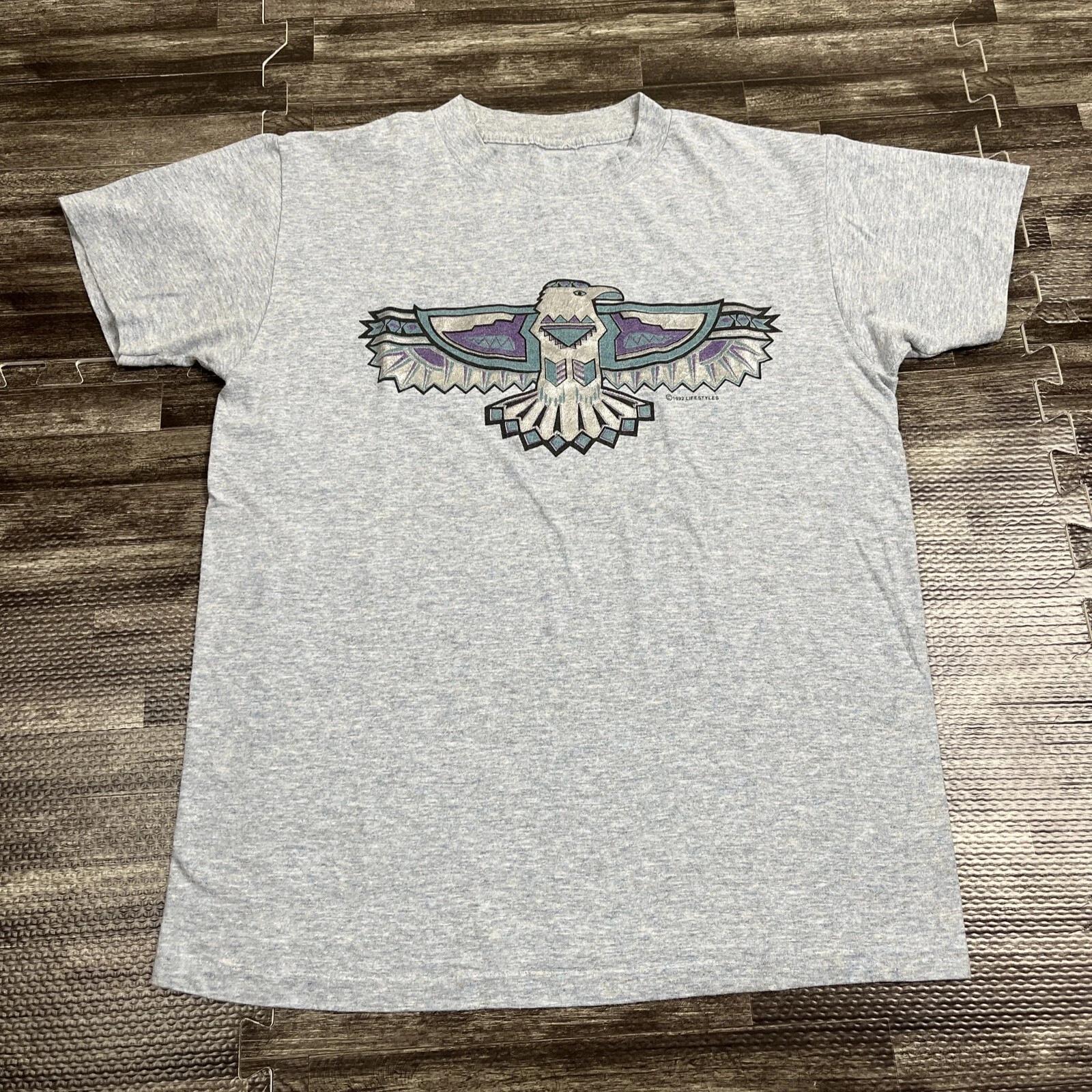 Vintage 90s Thunderbird Graphic Tshirt Single Stitch Native Design Blue Large S
Vintage 90s Thunderbird Graphic Tshirt Single Stitch Native Design Blue Large S