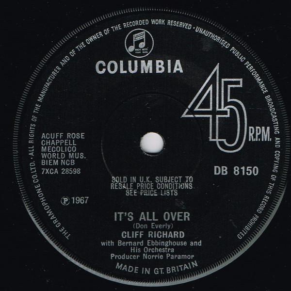 7-дюймовая пластинка CLIFF RICHARD THE BERNARD EBBINGHO Its All Over DB7150 Columbia 1967 UK Поп Б/у
7-дюймовая пластинка CLIFF RICHARD THE BERNARD EBBINGHO Its All Over DB7150 Columbia 1967 UK Поп Б/у