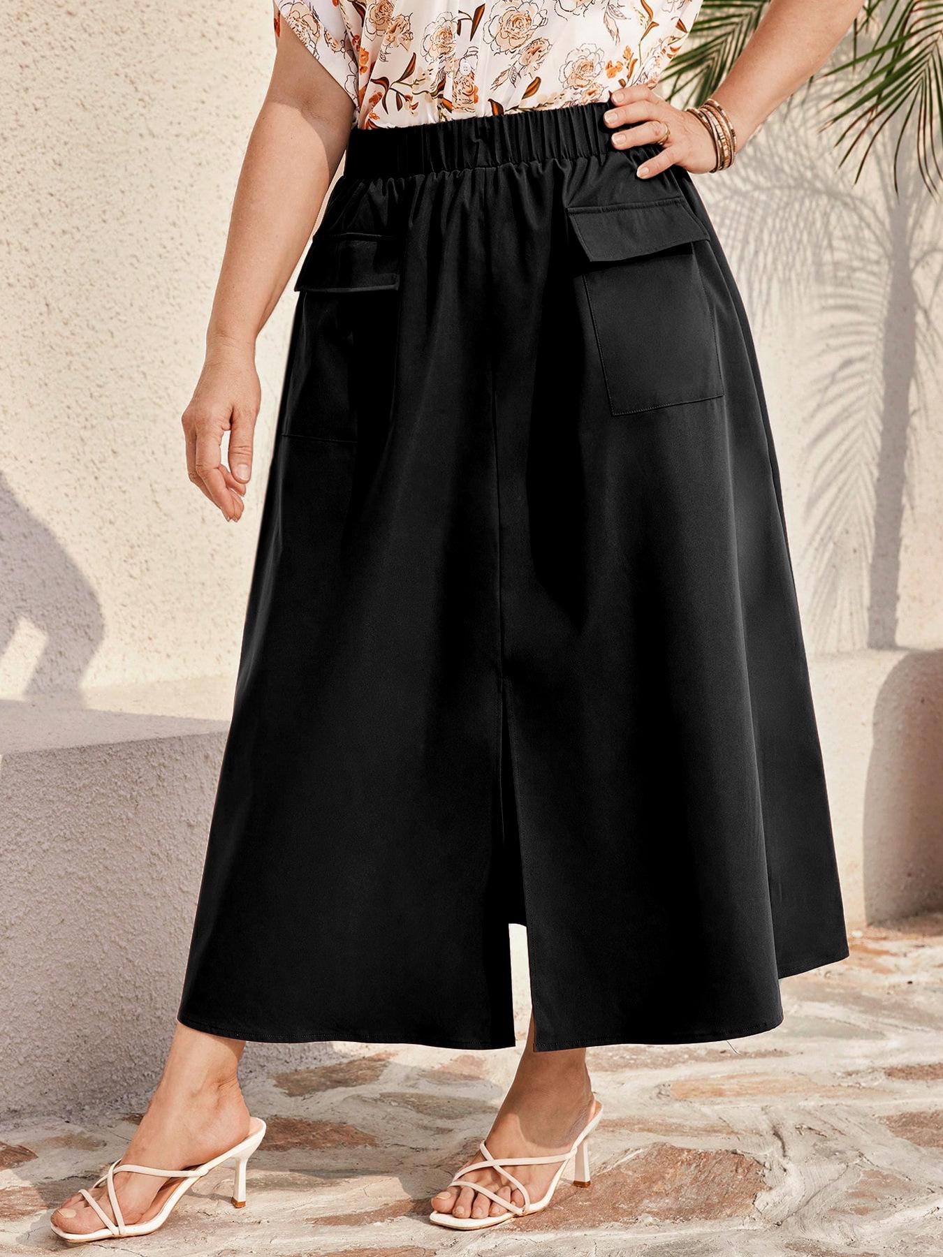 European & American Plus Size Women s Chic Waist-Tightening Slit Skirt with Large Pockets L чёрный
European & American Plus Size Women s Chic Waist-Tightening Slit Skirt with Large Pockets L чёрный