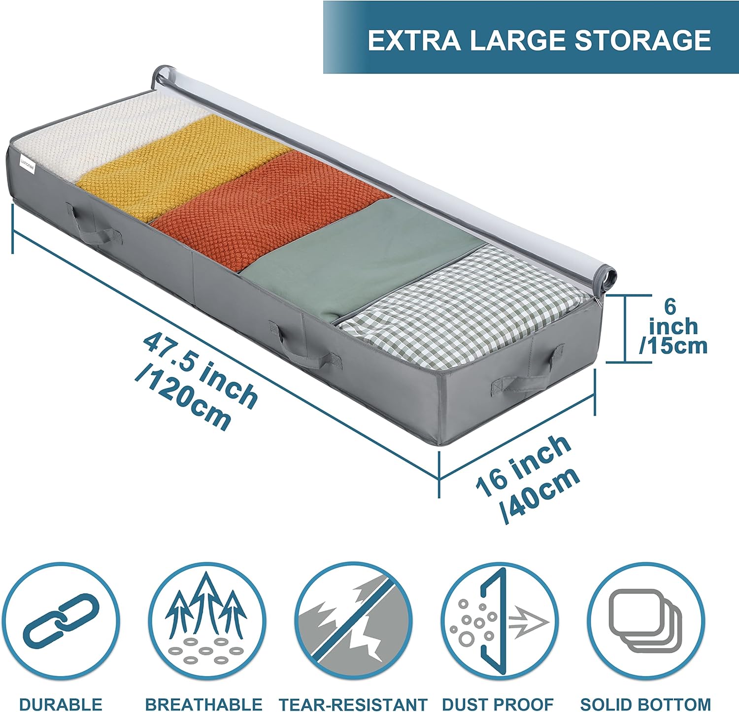 2 Pack Under Bed Storage Bins, Clear with Adjustable Dividers, 47.5x16x6in, Closet Organizer for Clothes, Sheets, Blankets United States
2 Pack Under Bed Storage Bins, Clear with Adjustable Dividers, 47.5x16x6in, Closet Organizer for Clothes, Sheets, Blankets United States
