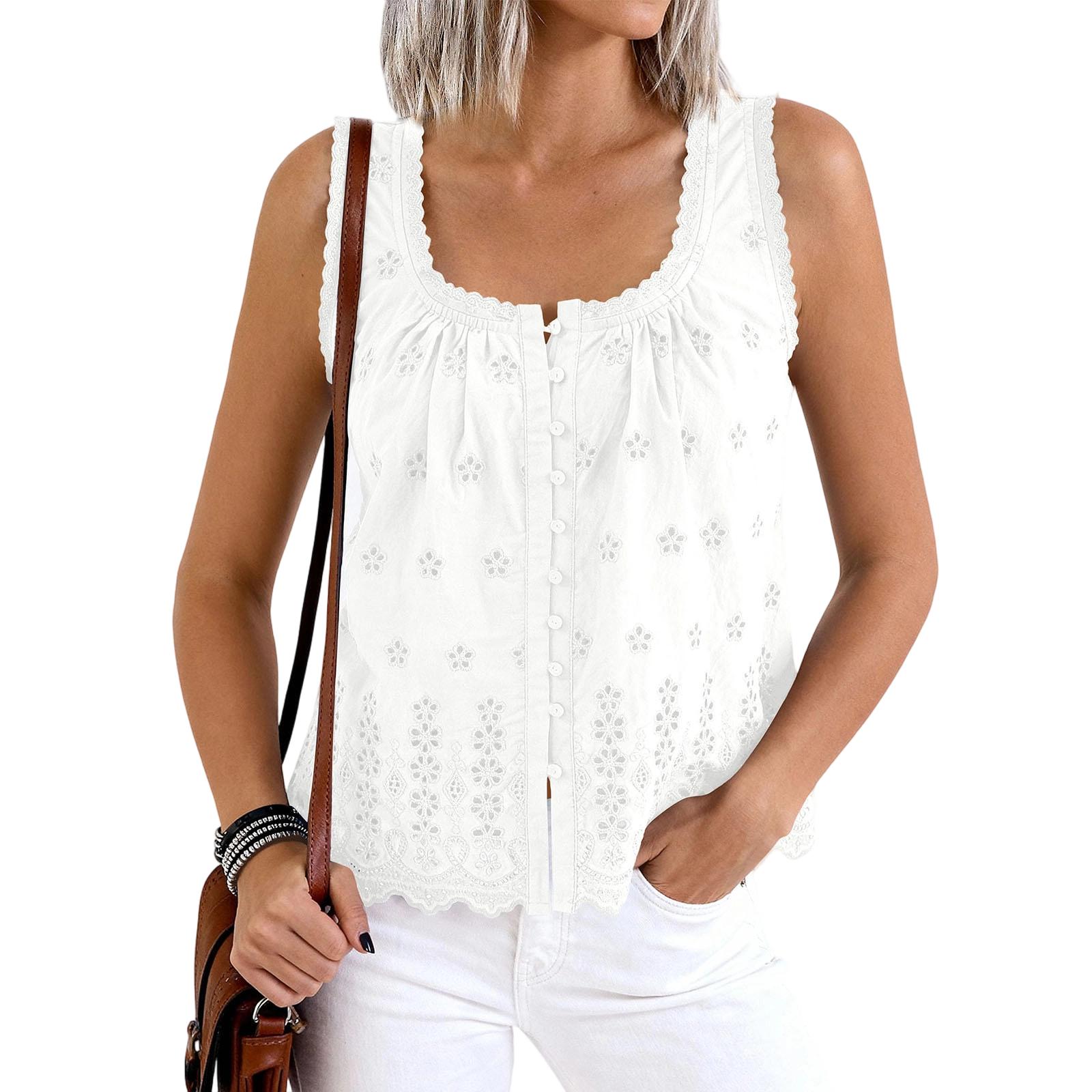 Women’s Casual Sleeveless Tank Top with Floral Eyelet Embroidery Button Front Scalloped Hem Loose Fit Blouse Shirt L білий
Women’s Casual Sleeveless Tank Top with Floral Eyelet Embroidery Button Front Scalloped Hem Loose Fit Blouse Shirt L білий