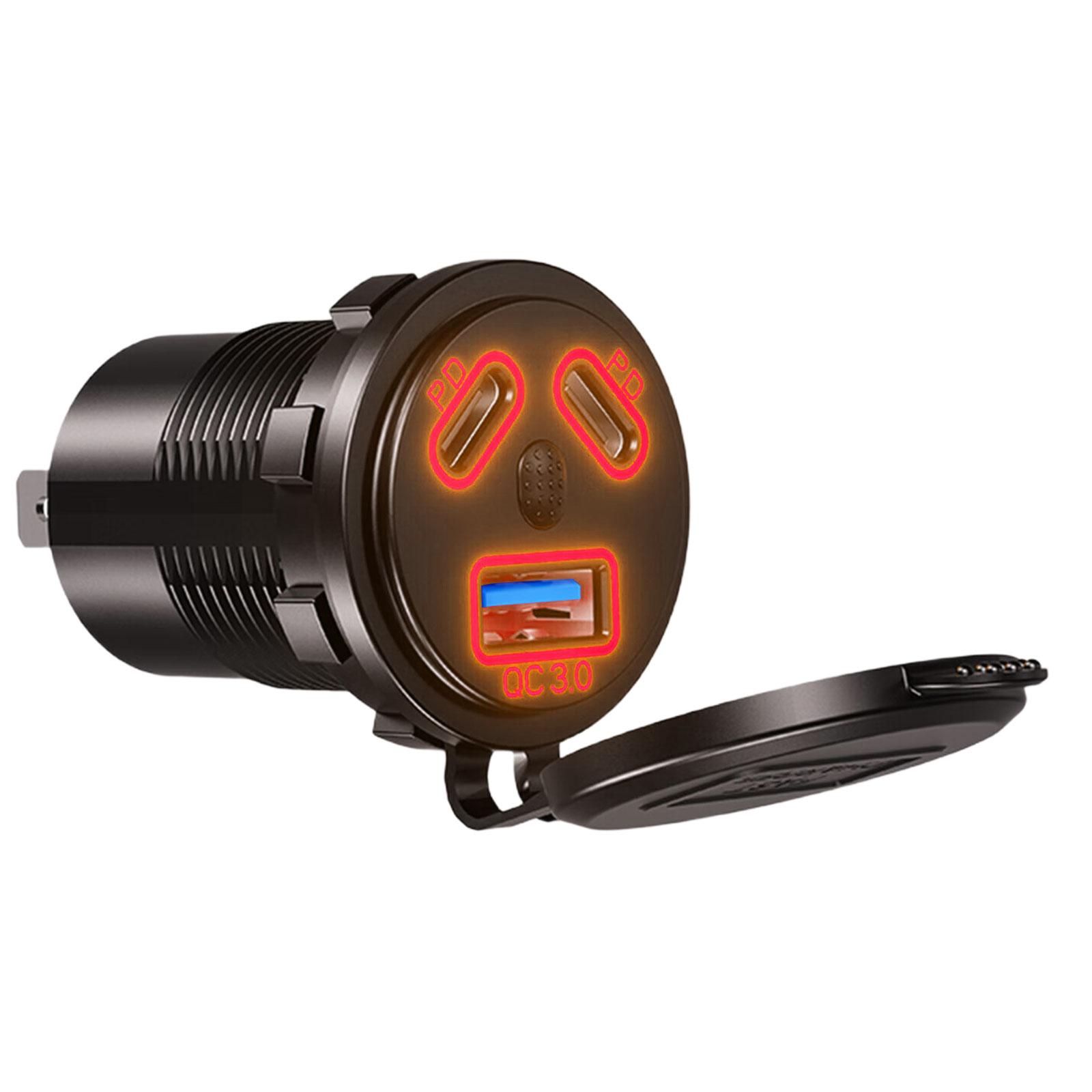 Double PD45W Fast Charging Car Charging Socket with LED Light Waterproof USB QC3.0 Charger Adapter for 12V/24V Vehicles яскраво-червоного кольору
Double PD45W Fast Charging Car Charging Socket with LED Light Waterproof USB QC3.0 Charger Adapter for 12V/24V Vehicles яскраво-червоного кольору