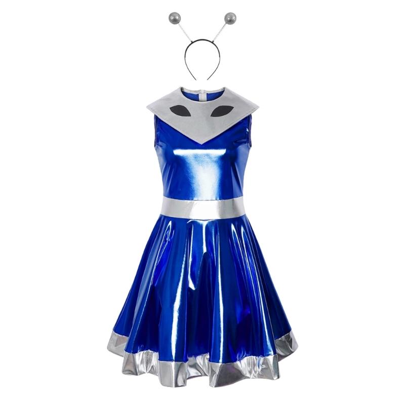 2Pcs Alien Costume Accessories Metallic Dress with Alien Headband for Halloween Cosplay Robot Outfits M синій
2Pcs Alien Costume Accessories Metallic Dress with Alien Headband for Halloween Cosplay Robot Outfits M синій