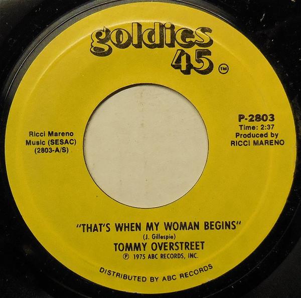 7inch Record TOMMY OVERSTREET - That s When My Woman Begins P2803 Goldies 45 US Folk Used
7inch Record TOMMY OVERSTREET - That s When My Woman Begins P2803 Goldies 45 US Folk Used