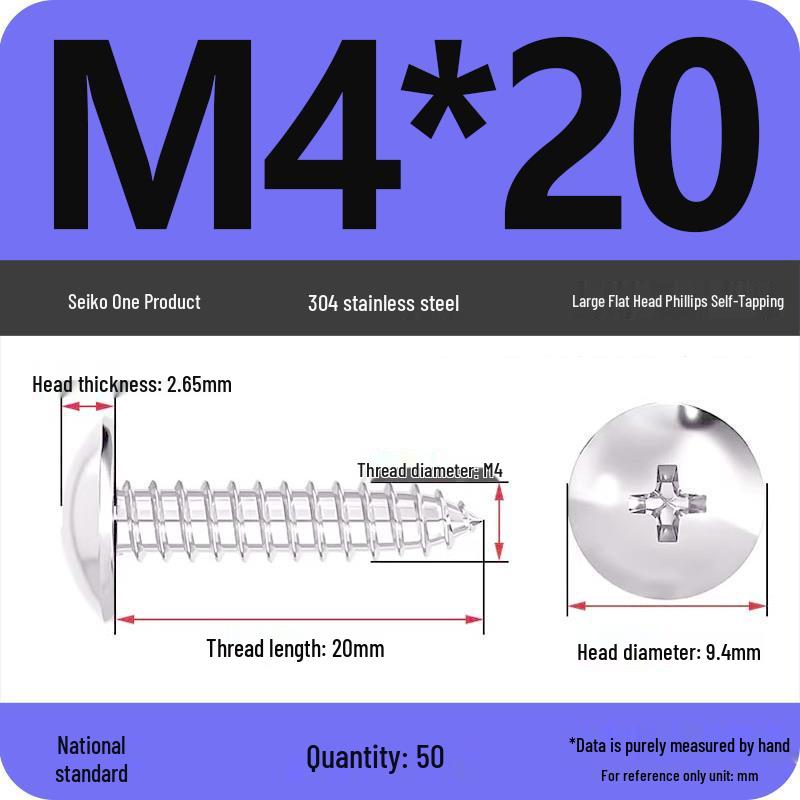 304 Stainless Steel Self-Tapping Screws: Flat, Round, Pan Head, M3-M6 Sizes
304 Stainless Steel Self-Tapping Screws: Flat, Round, Pan Head, M3-M6 Sizes