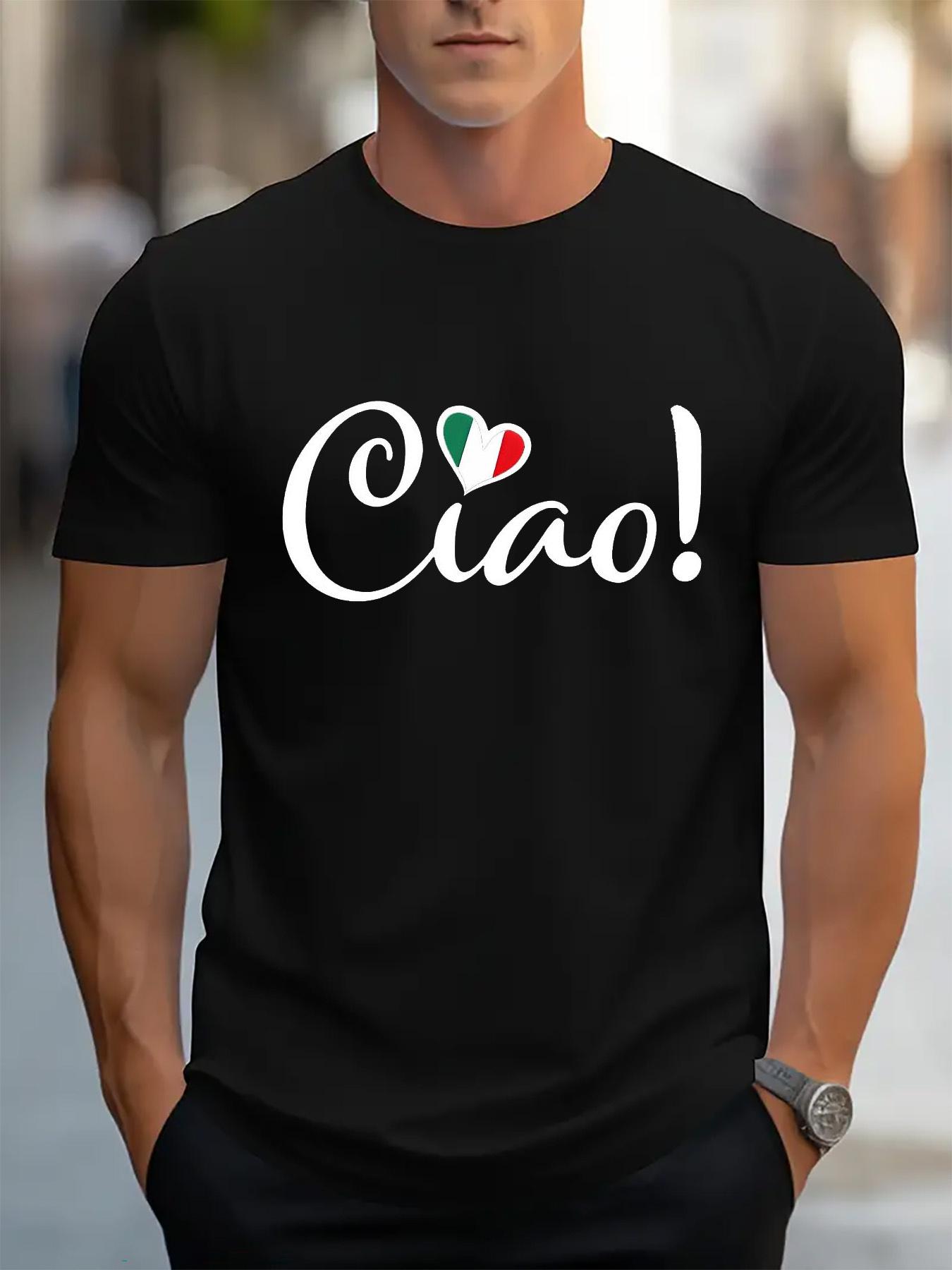 Italian Ciao Graphic Print T-shirt Short Sleeve Round Neck Casual Top Suitable for Summer and Spring XXXL
Italian Ciao Graphic Print T-shirt Short Sleeve Round Neck Casual Top Suitable for Summer and Spring XXXL