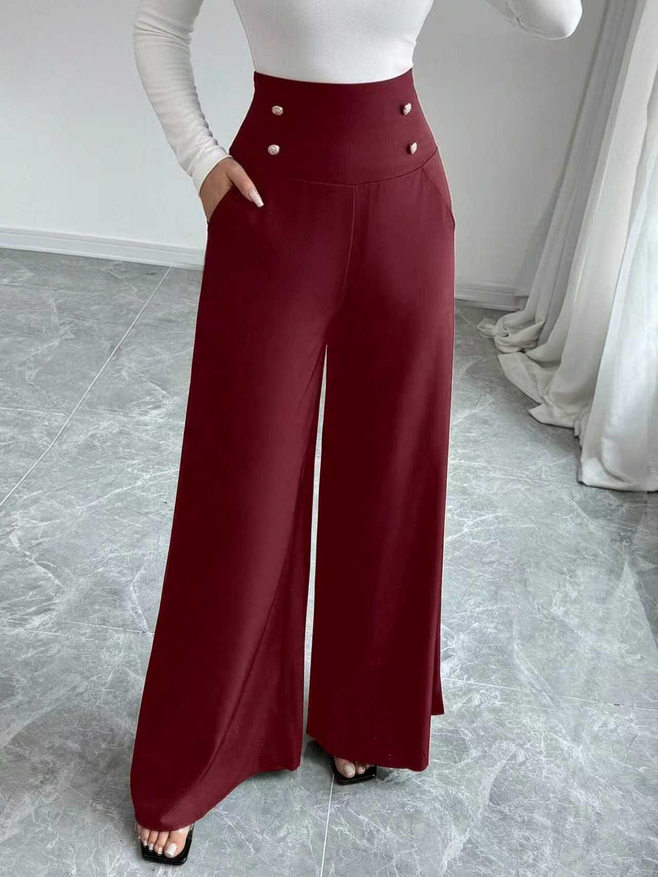 Елегантні чорні штани з високою посадкою та широкими штанинами, з контролем живота та кишенями для офісного одягу XXL вина червоного кольору
Елегантні чорні штани з високою посадкою та широкими штанинами, з контролем живота та кишенями для офісного одягу XXL вина червоного кольору