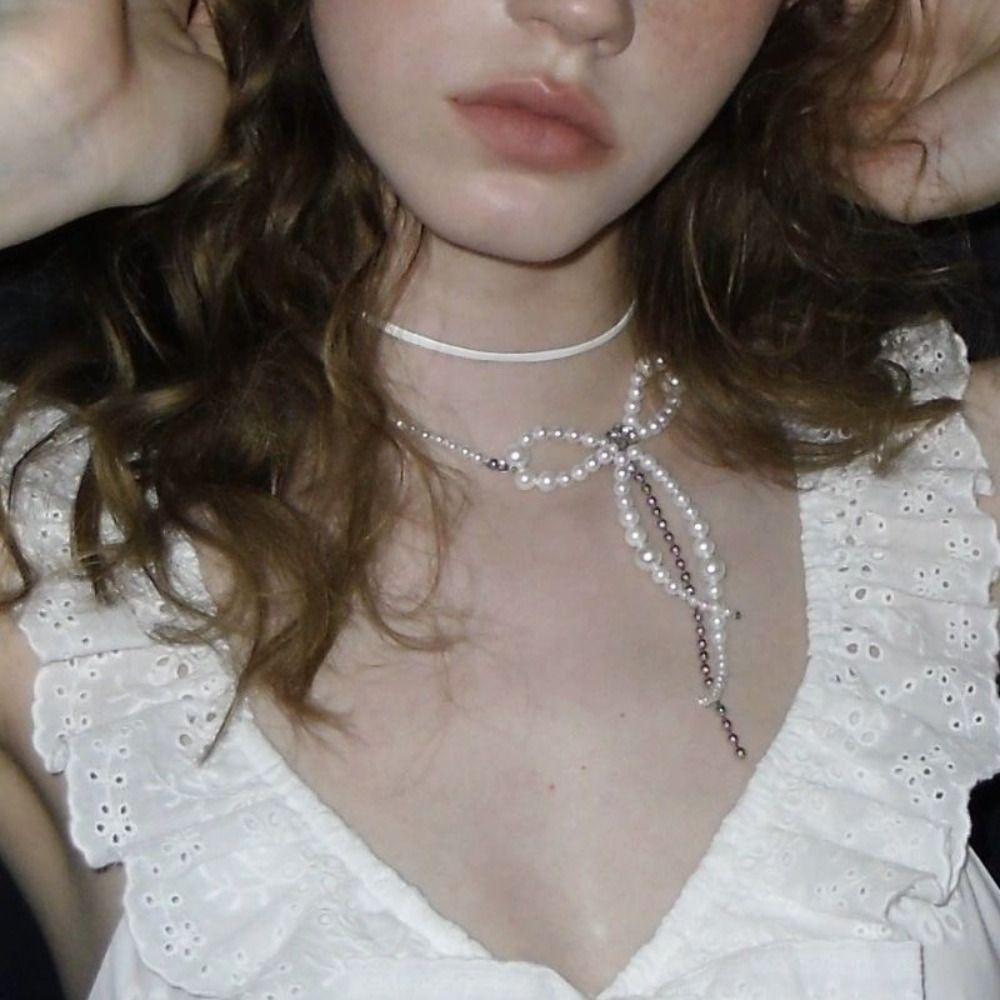 Bowknot Bow Necklace Bead Balletcore Style Choker Temperament Pearl Necklace Birthday Gift
Bowknot Bow Necklace Bead Balletcore Style Choker Temperament Pearl Necklace Birthday Gift