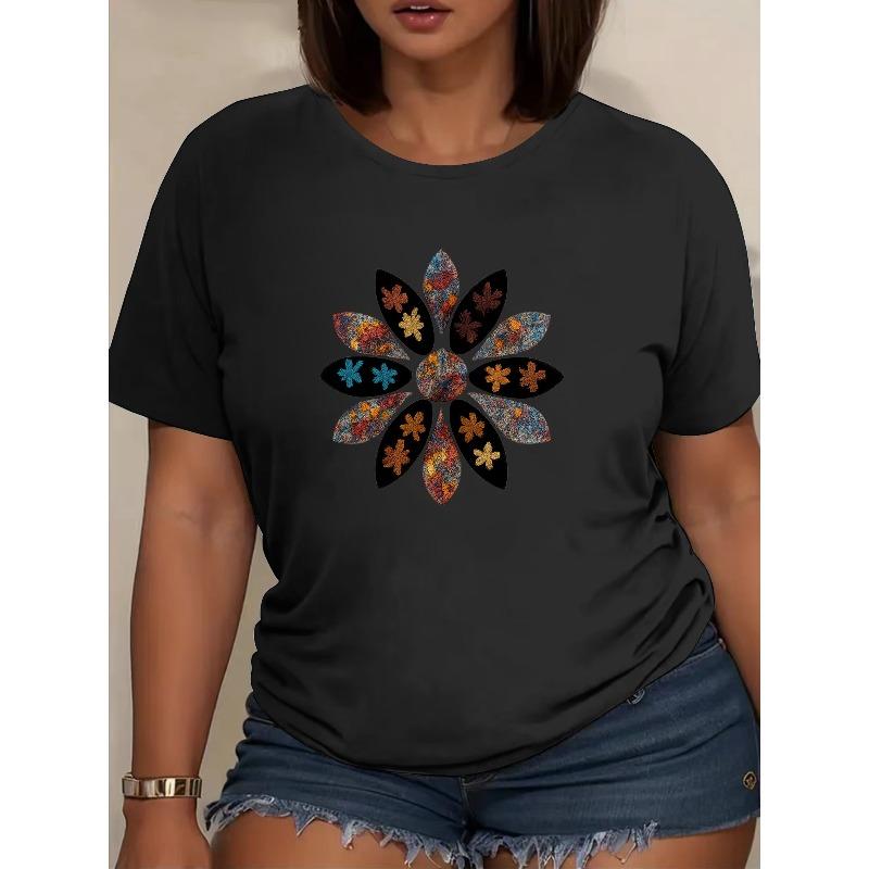 Women s Round Neck Short Sleeve T-Shirt Floral Print Patchwork Casual Versatile Daily Top 4XL чорний
Women s Round Neck Short Sleeve T-Shirt Floral Print Patchwork Casual Versatile Daily Top 4XL чорний