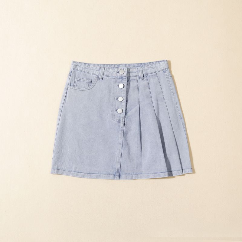 Export Fashion Style Half Pleated Skirt Asymmetrical Mid Waist Thickened Denim Skirt with Underpants Fashion New Skirt Light Blue S
Export Fashion Style Half Pleated Skirt Asymmetrical Mid Waist Thickened Denim Skirt with Underpants Fashion New Skirt Light Blue S
