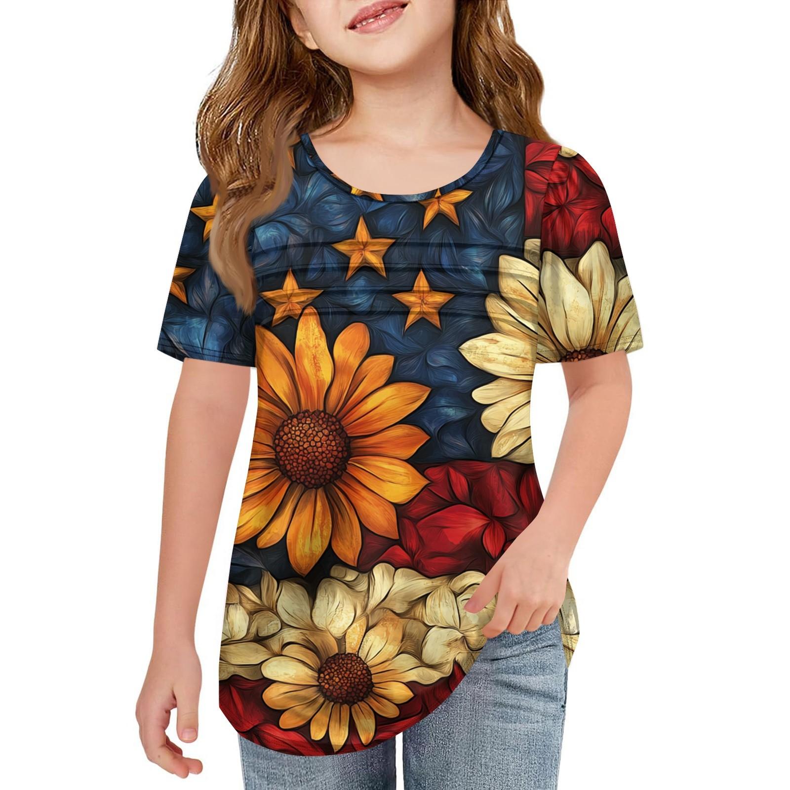 Kids Pleated T-shirt Short Sleeve Summer Crewneck Printed Independence Day Casual Top T-shirt 110 шафрановий
Kids Pleated T-shirt Short Sleeve Summer Crewneck Printed Independence Day Casual Top T-shirt 110 шафрановий