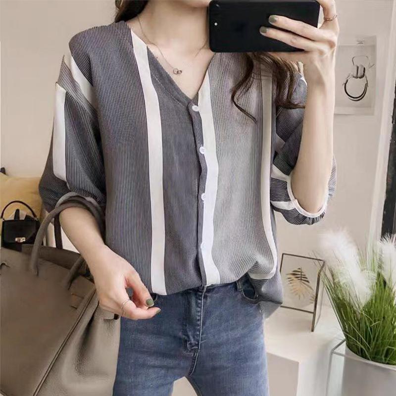ZANZEA Womens Casual V-Neck Loose Stripe Patchwork Half Sleeve Blouse сірий колір
ZANZEA Womens Casual V-Neck Loose Stripe Patchwork Half Sleeve Blouse сірий колір