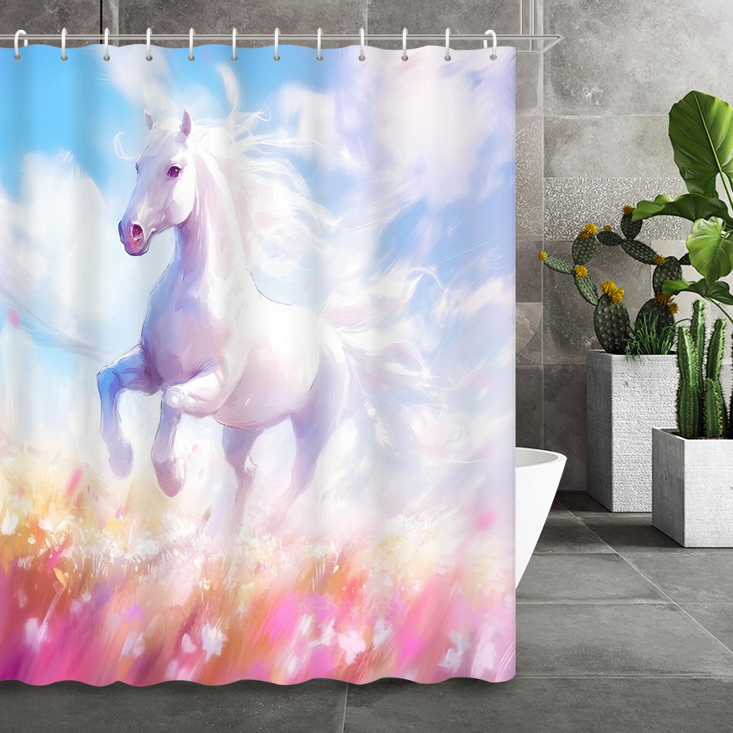 Oil Painting Shower Curtain White Horse Flower Sea Bathroom Decor 12 Hooks Home Decoration W60H190(CM)-1 Pcs
Oil Painting Shower Curtain White Horse Flower Sea Bathroom Decor 12 Hooks Home Decoration W60H190(CM)-1 Pcs