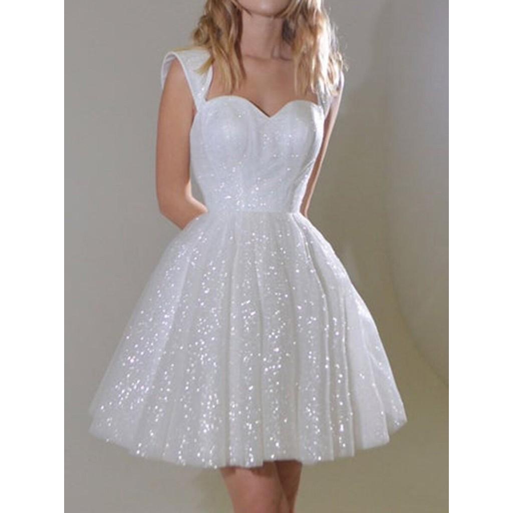 Women Elegant Sleeveless Sequins Mesh Bride Bridesmaids Wedding Short Dress Gorgeous Party Mini Ball Gowns
Women Elegant Sleeveless Sequins Mesh Bride Bridesmaids Wedding Short Dress Gorgeous Party Mini Ball Gowns