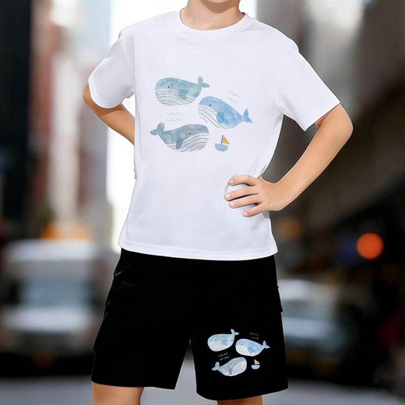 Boys 2 Piece Cartoon whale printed outfit, Short Sleeve T-Shirt and Shorts Set for Kids Age 5-14,Black,White Sporty Casual Summer Clothes 13-14 Years
Boys 2 Piece Cartoon whale printed outfit, Short Sleeve T-Shirt and Shorts Set for Kids Age 5-14,Black,White Sporty Casual Summer Clothes 13-14 Years