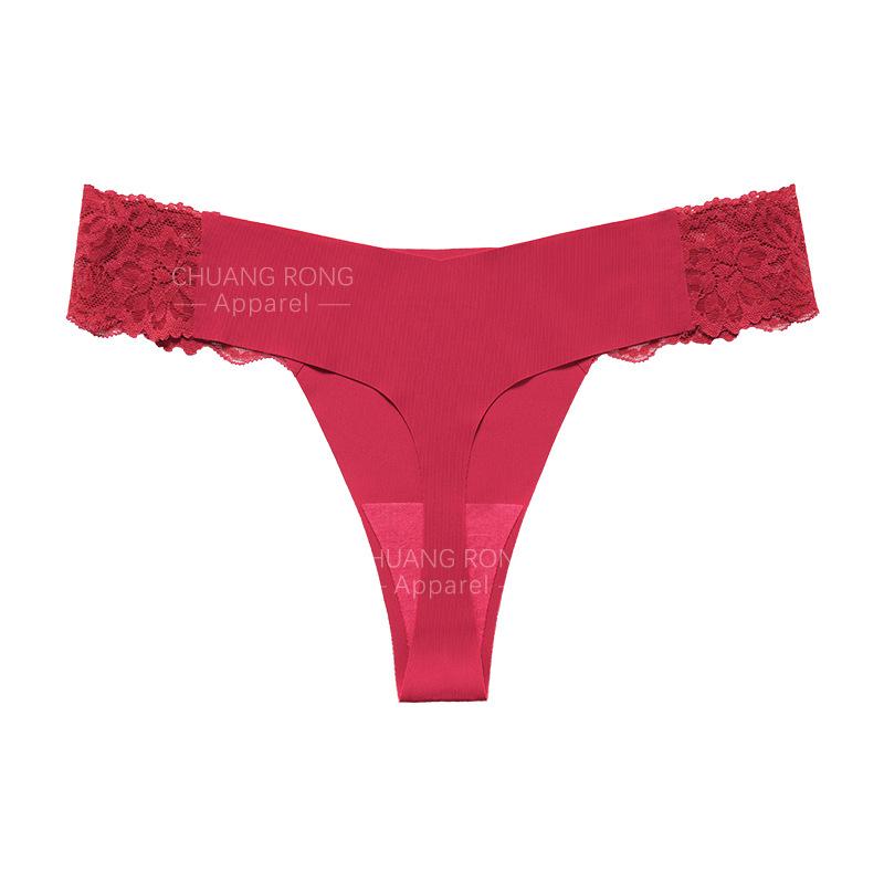 European and American sexy lace splicing girls underwear large size low waist seamless ice silk pure cotton crotch fitness thong XL вина червоного кольору
European and American sexy lace splicing girls underwear large size low waist seamless ice silk pure cotton crotch fitness thong XL вина червоного кольору