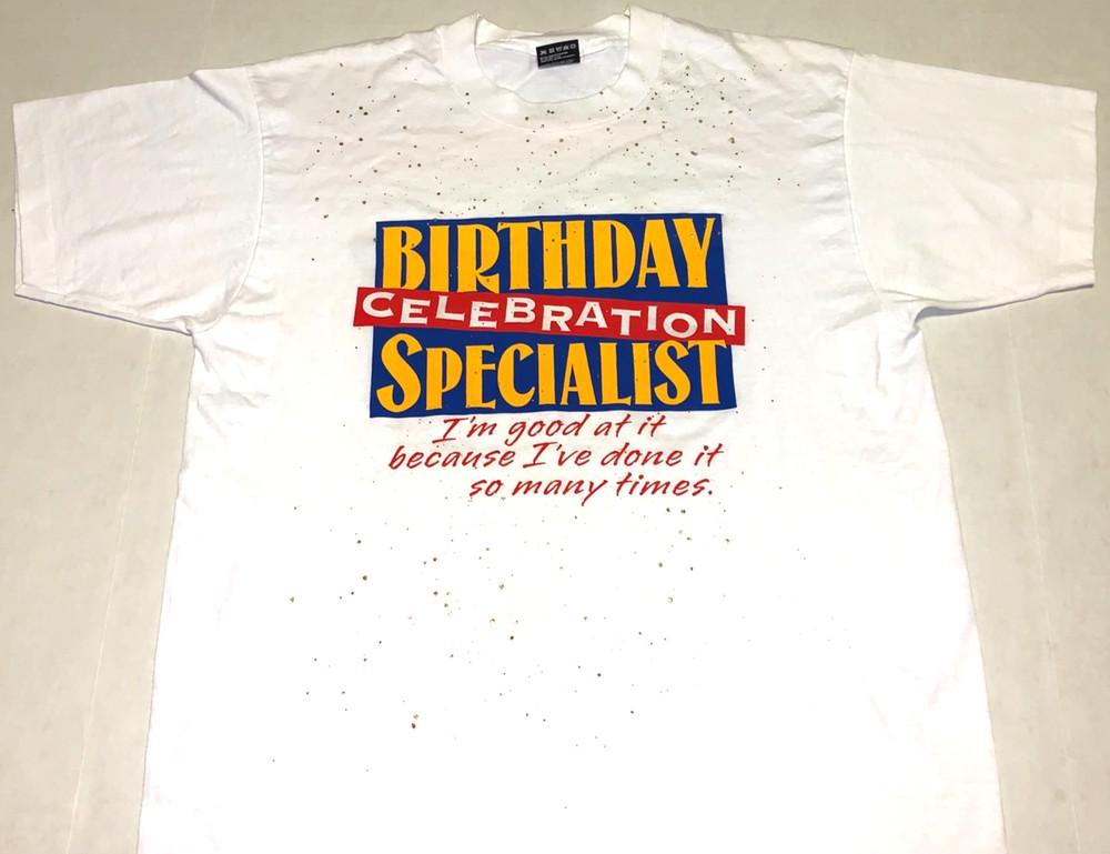Rare! Vintage Birthday Celebration Specialist T-Shirt New! MEDIUM Single Stitch Unisex T-Shirt XXL
Rare! Vintage Birthday Celebration Specialist T-Shirt New! MEDIUM Single Stitch Unisex T-Shirt XXL