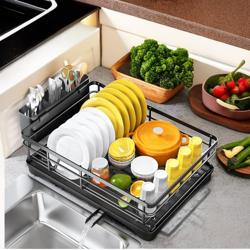 Dish Draining Rack Cutlery Rack With Drain Tray And Drip Line Cup Holder Cutlery Holder Tableware Drainboard Kitchen Acceesories
Dish Draining Rack Cutlery Rack With Drain Tray And Drip Line Cup Holder Cutlery Holder Tableware Drainboard Kitchen Acceesories