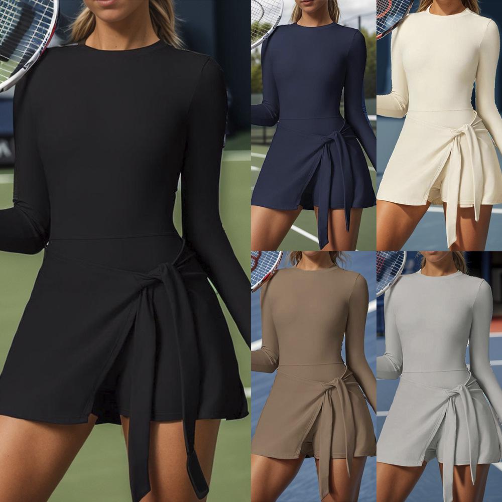 European & American Women s 2025 Anti-Exposure Bodycon Lace-Up Casual Long Sleeve Yoga Tennis Dress Medium темно-синий
European & American Women s 2025 Anti-Exposure Bodycon Lace-Up Casual Long Sleeve Yoga Tennis Dress Medium темно-синий