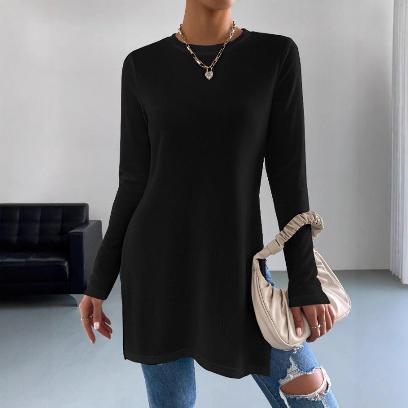 Fashionable and Versatile Stretch Women s Long-sleeved Top Simple Solid Color Hem Long Slit T-shirt for Women M чорний
Fashionable and Versatile Stretch Women s Long-sleeved Top Simple Solid Color Hem Long Slit T-shirt for Women M чорний