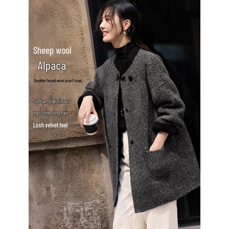 XWI Women s Alpaca Wool Double-Faced Coat with Detachable Scarf M
XWI Women s Alpaca Wool Double-Faced Coat with Detachable Scarf M