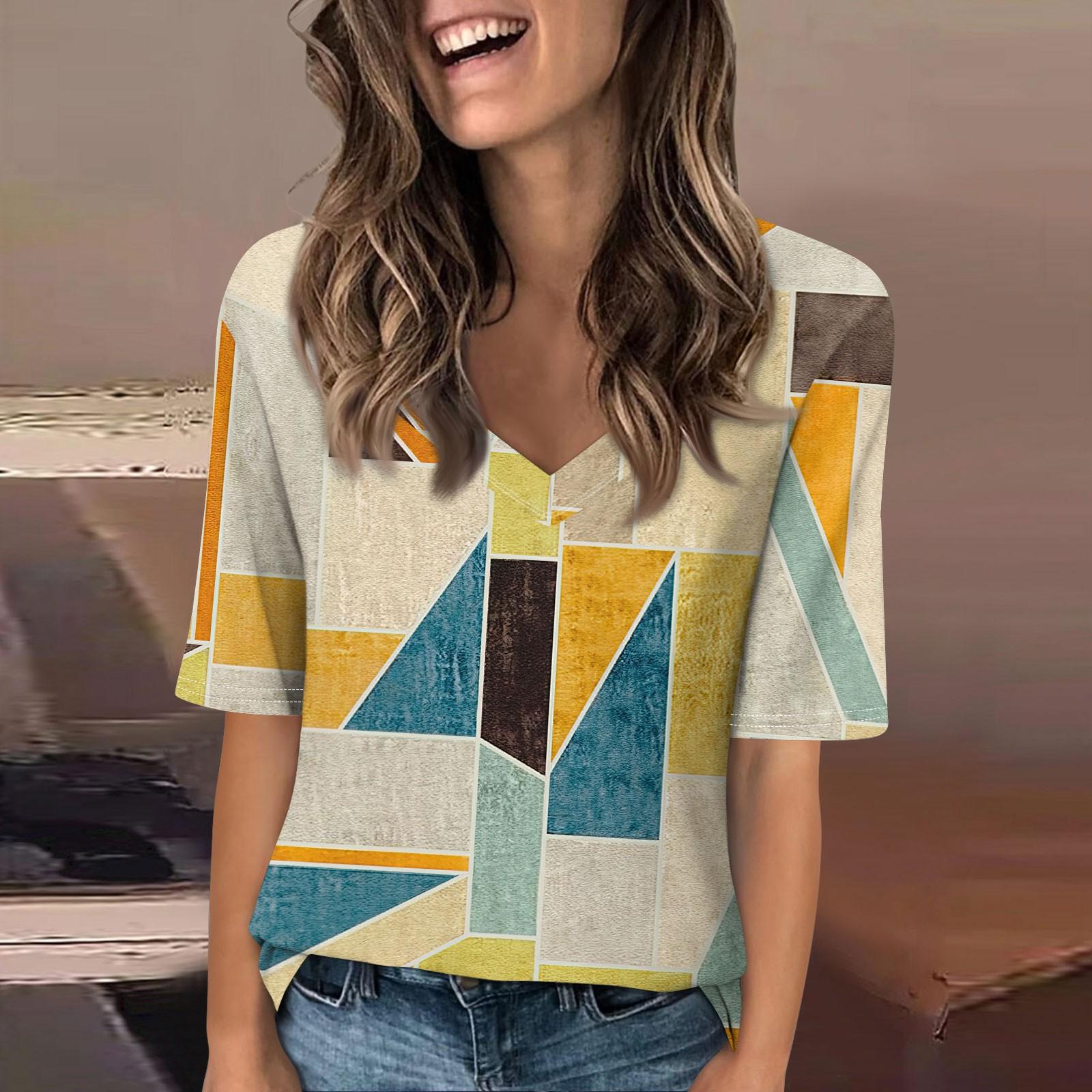 Рубашки для женщин, модные футболки с v-образным вырезом, повседневные летние футболки с принтом, футболка, блузка, топы с короткими рукавами для женщин M жёлтый
Рубашки для женщин, модные футболки с v-образным вырезом, повседневные летние футболки с принтом, футболка, блузка, топы с короткими рукавами для женщин M жёлтый