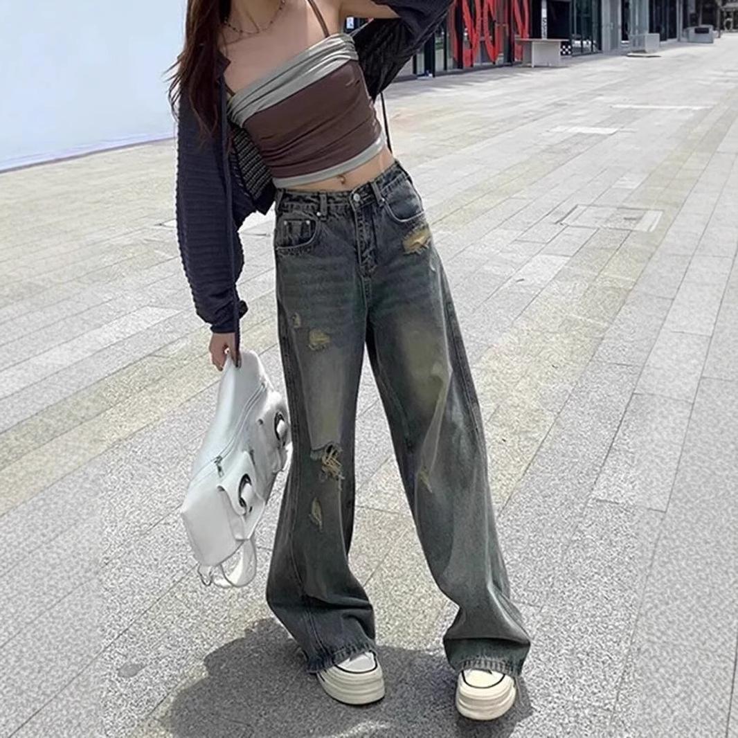 High-Waist Loose-Fit Retro Wide-Leg Distressed Ripped Pants - Summer 2025 Korean Style Small
High-Waist Loose-Fit Retro Wide-Leg Distressed Ripped Pants - Summer 2025 Korean Style Small