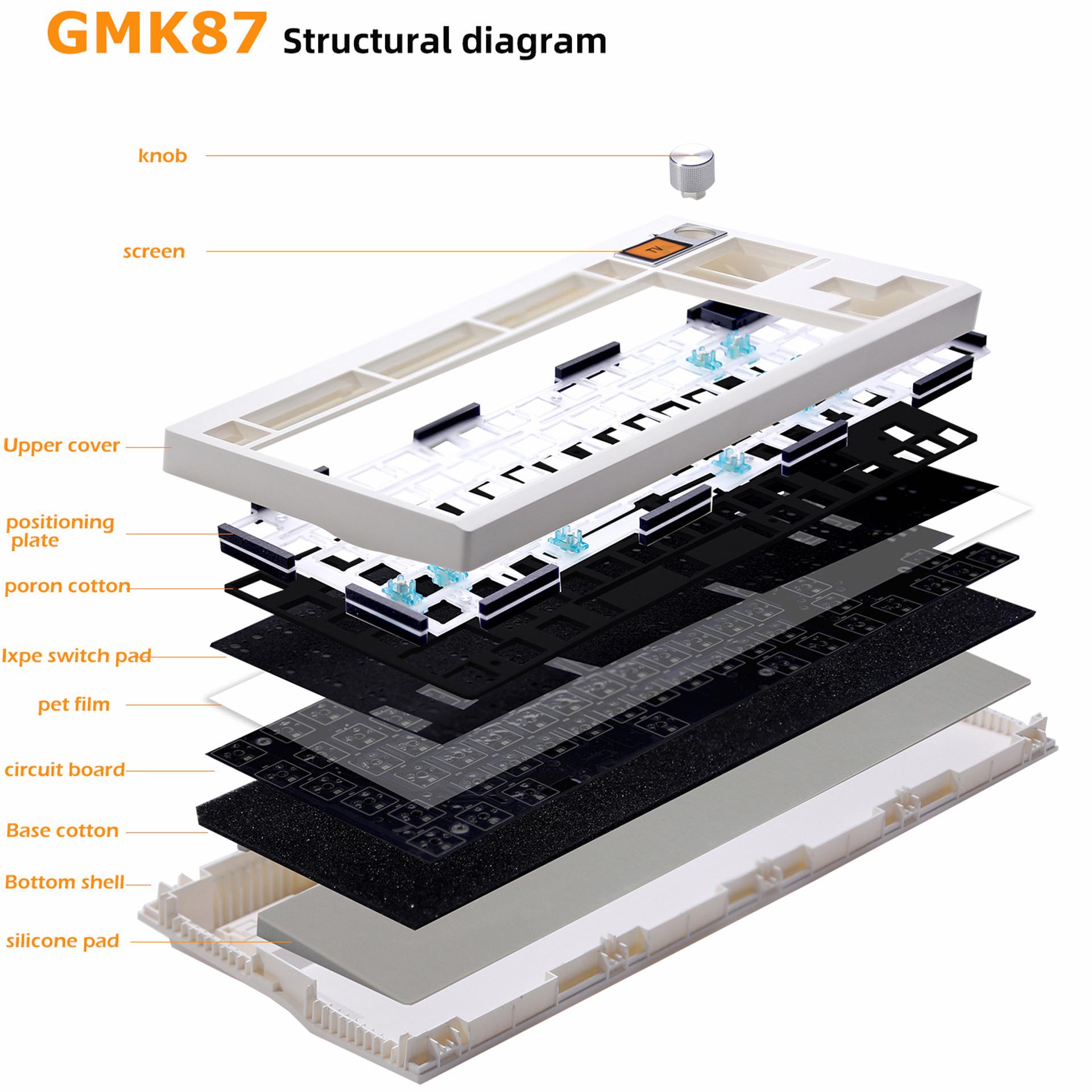 GMK87 RGB Hot Swap Wireless+USB Wired+Bluetooth-compatible Mechanical Keyboard Kit with Volume Knob Black
GMK87 RGB Hot Swap Wireless+USB Wired+Bluetooth-compatible Mechanical Keyboard Kit with Volume Knob Black