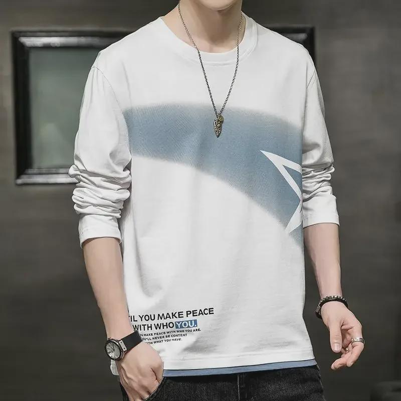 Мужские модные футболки с длинным рукавом в гонконгском стиле: Универсальный, свободный крой для весны и осени L белый
Мужские модные футболки с длинным рукавом в гонконгском стиле: Универсальный, свободный крой для весны и осени L белый