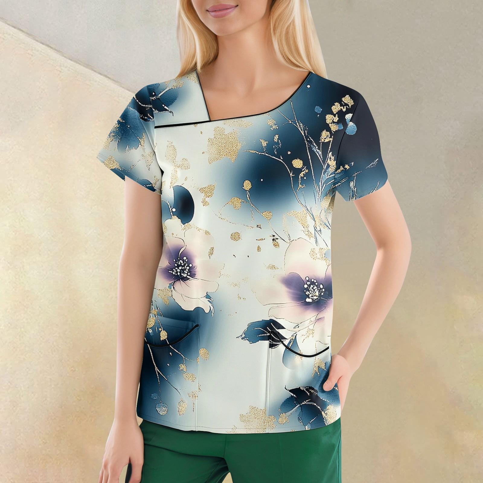 Женская повседневная рабочая одежда с короткими рукавами и наклонным воротником с принтом и двойными карманами S
Женская повседневная рабочая одежда с короткими рукавами и наклонным воротником с принтом и двойными карманами S