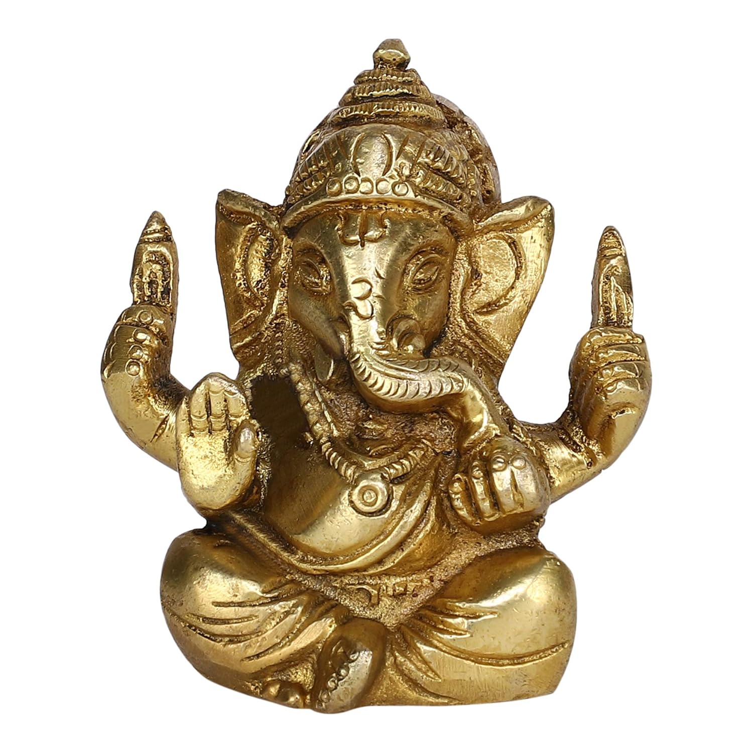 Pure Brass Statue, Ganpati Long Ear Ganesha Idol, Religious, Gold Size - Small
Pure Brass Statue, Ganpati Long Ear Ganesha Idol, Religious, Gold Size - Small