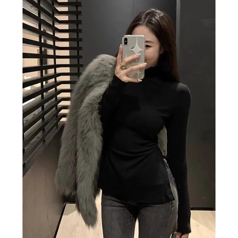 270g Ribbed Velvet Half-High Collar Base Layer Top for Women, Plus Size, Slimming Fit, Slit Design Medium (M) чорний
270g Ribbed Velvet Half-High Collar Base Layer Top for Women, Plus Size, Slimming Fit, Slit Design Medium (M) чорний