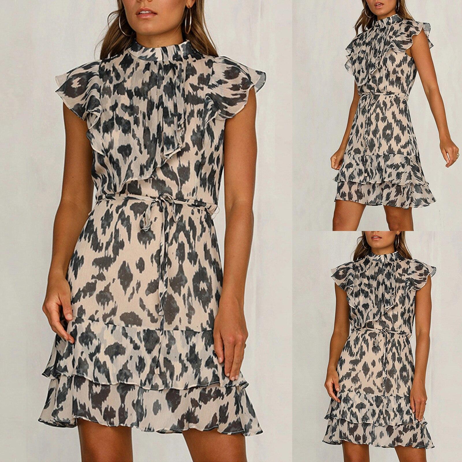 Leopard Printed Elegant Dresses A-line Big Swing Spaghetti Strap O-neck Open Back Summer Dress High Waist Slim Dress 2021 S
Leopard Printed Elegant Dresses A-line Big Swing Spaghetti Strap O-neck Open Back Summer Dress High Waist Slim Dress 2021 S