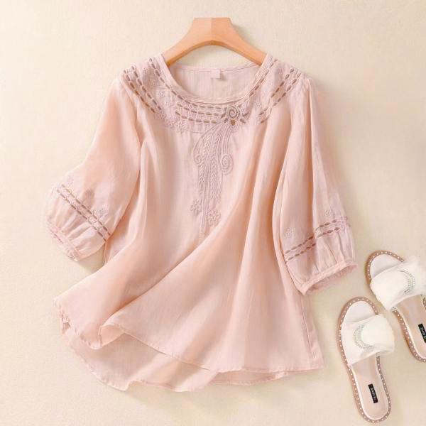 Spring and Summer New Loose Literary Retro Cotton and Linen Embroidered Shirt Summer Half-sleeved Women XXXL
Spring and Summer New Loose Literary Retro Cotton and Linen Embroidered Shirt Summer Half-sleeved Women XXXL