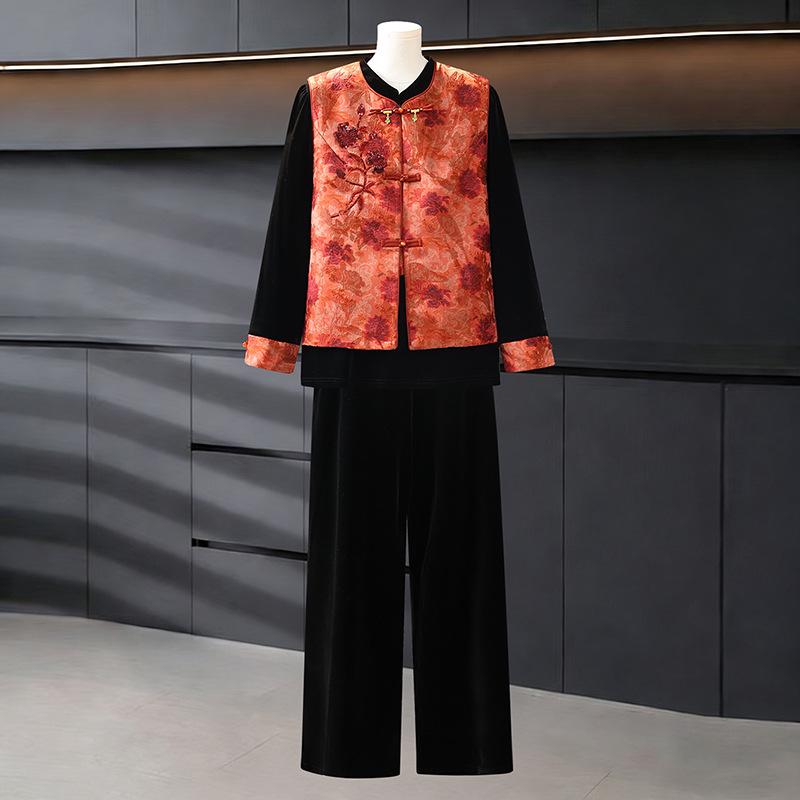 Elegant Spring Suit: Three-Piece Gold Velvet Set with Printed Vest for Middle-Aged & Elderly Women. Perfect for Spring & Autumn. 4XL (135-150 Jin)
Elegant Spring Suit: Three-Piece Gold Velvet Set with Printed Vest for Middle-Aged & Elderly Women. Perfect for Spring & Autumn. 4XL (135-150 Jin)