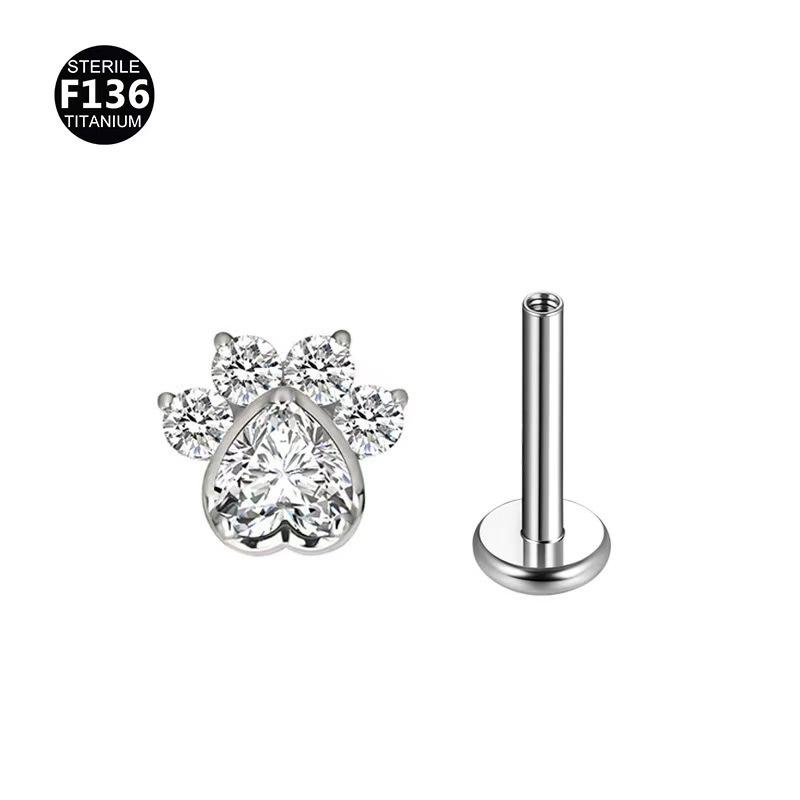 F136 Titanium Cat Paw Ear Stud with G23 Zircon Replacement Jewelry Head Piercing Single Cat Paw Replacement Head (0.9 Thread)
F136 Titanium Cat Paw Ear Stud with G23 Zircon Replacement Jewelry Head Piercing Single Cat Paw Replacement Head (0.9 Thread)