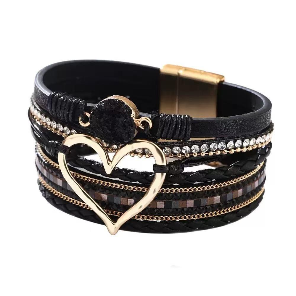 Leather Bohemian Style Bracelet Braided Stacked Zircon Bracelets Heart Woven Bracelet For Women чорний
Leather Bohemian Style Bracelet Braided Stacked Zircon Bracelets Heart Woven Bracelet For Women чорний