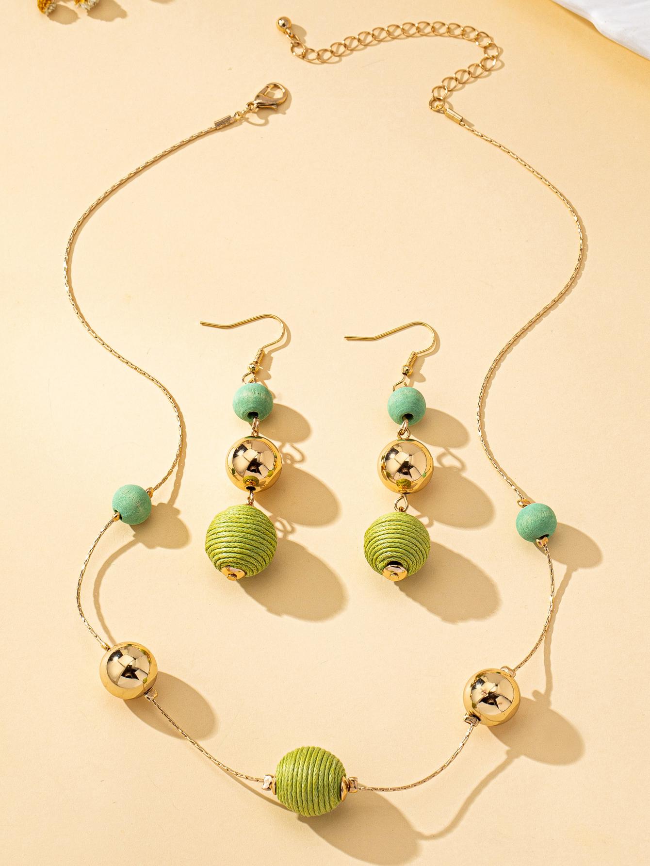 2-Piece Women s Jewelry Set Bohemian Style Mixed Color Handmade Wire-Wrapped Ball Earrings and Necklace Set Suitable for Daily Wear and Vacation Wear світло-зелений колір
2-Piece Women s Jewelry Set Bohemian Style Mixed Color Handmade Wire-Wrapped Ball Earrings and Necklace Set Suitable for Daily Wear and Vacation Wear світло-зелений колір