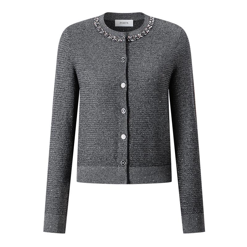 PORTS Женский кардиган из мериносовой шерсти с бисерным воротником
PORTS Женский кардиган из мериносовой шерсти с бисерным воротником