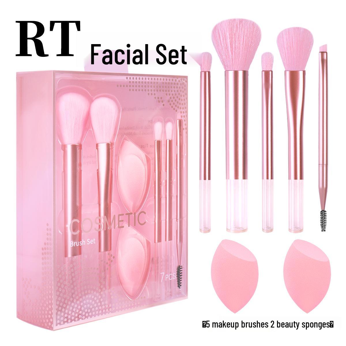 RT Pink Makeup Brush Set: Eyeshadow Brush with Angled Design & Water Drop Sponge 5 Brushes + 2 Makeup Sponges
RT Pink Makeup Brush Set: Eyeshadow Brush with Angled Design & Water Drop Sponge 5 Brushes + 2 Makeup Sponges