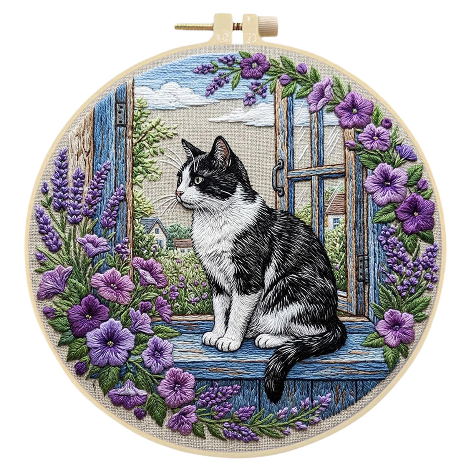 Cat DIY Stamped Embroidery Kit with Embroidery Hoop Embroidery Starter Kit 30x30cm for Beginners Craft Lovers Gift
Cat DIY Stamped Embroidery Kit with Embroidery Hoop Embroidery Starter Kit 30x30cm for Beginners Craft Lovers Gift